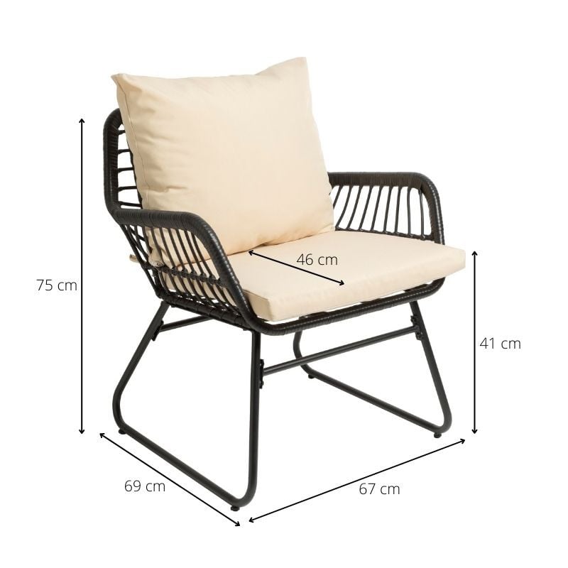 Tuinstoel Mallorca - zwart - 69x67x75 cm