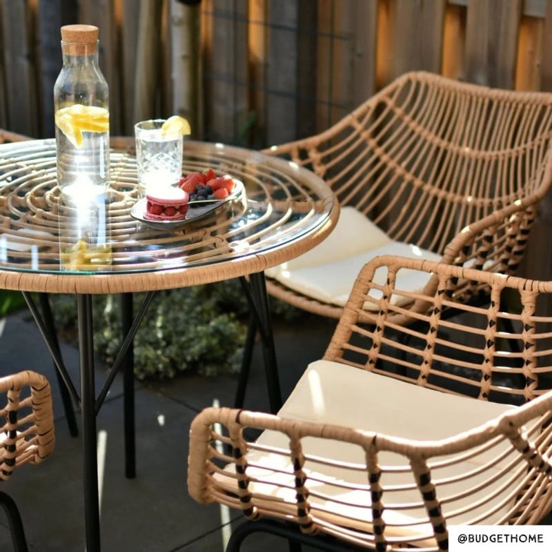 Tuinset Lorraine - naturel/zwart - 5-delig