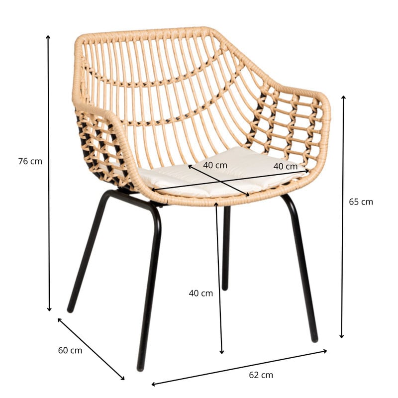Tuinstoel Lorraine - naturel - 76x62x60 cm
