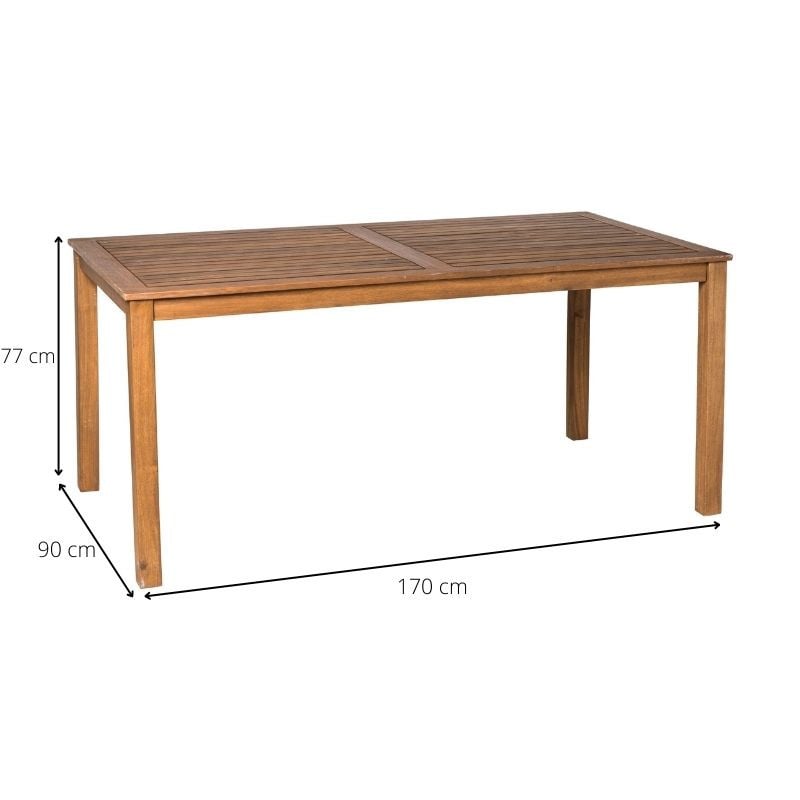 Tuintafel rechthoekig - acacia - 170x90x77 cm 