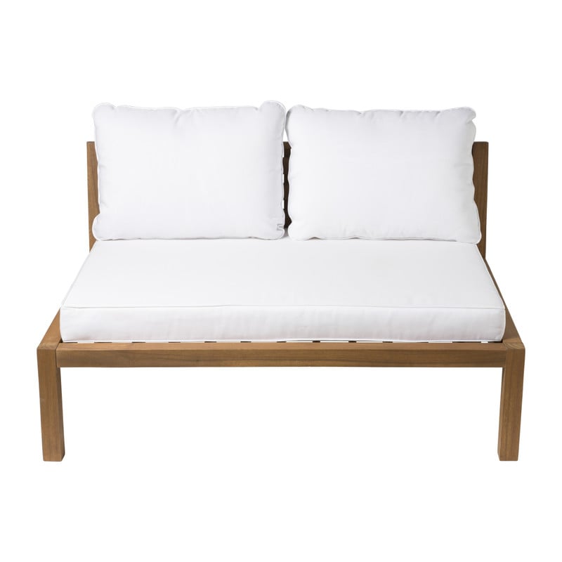 Loungebank acacia - bruin/wit - 120x90x64 cm