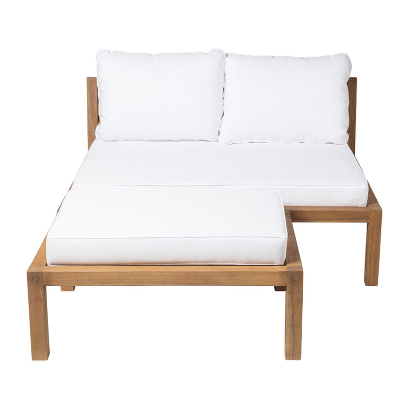 Loungebank acacia - bruin/wit - 120x90x64 cm