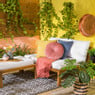 Loungebank acacia - bruin/wit - 120x90x64 cm