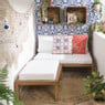 Loungebank acacia - bruin/wit - 120x90x64 cm
