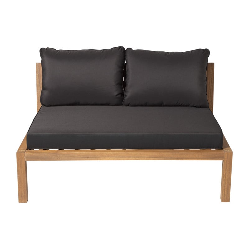 Loungebank acacia - bruin/zwart - 120x90x64 cm 