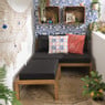 Loungebank acacia - bruin/zwart - 120x90x64 cm 