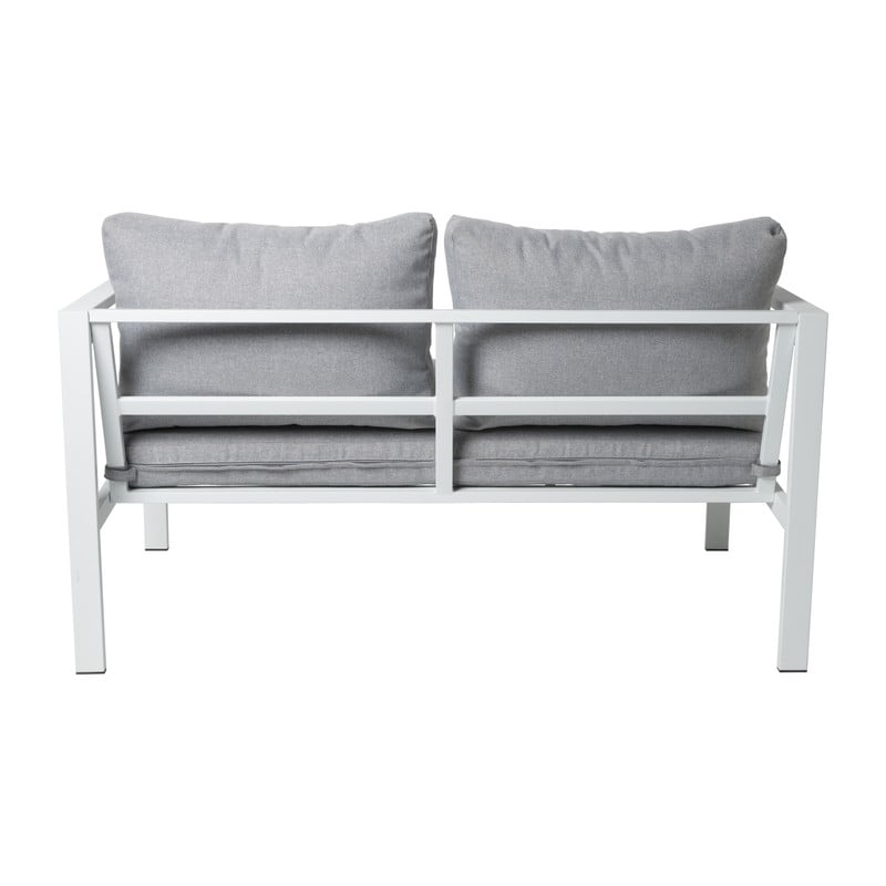 Tuinbank Tenerife met kussens - wit/grijs - 64x130x74 cm