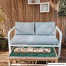 Tuinbank Tenerife met kussens - wit/grijs - 64x130x74 cm