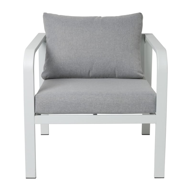 Tuinstoel Tenerife met kussens - wit/grijs - 64x70x74 cm