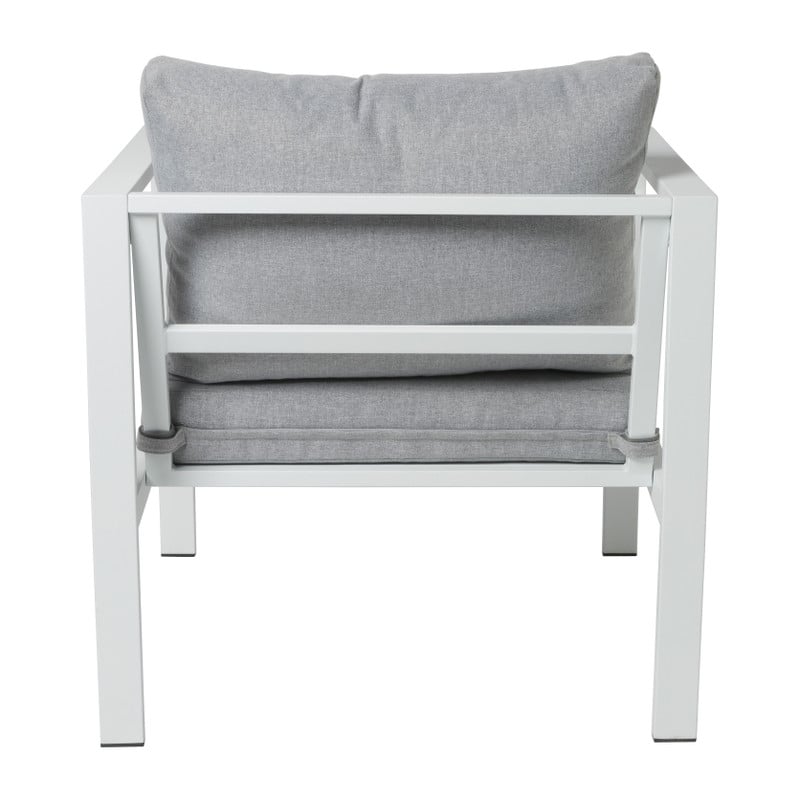 Tuinstoel Tenerife met kussens - wit/grijs - 64x70x74 cm