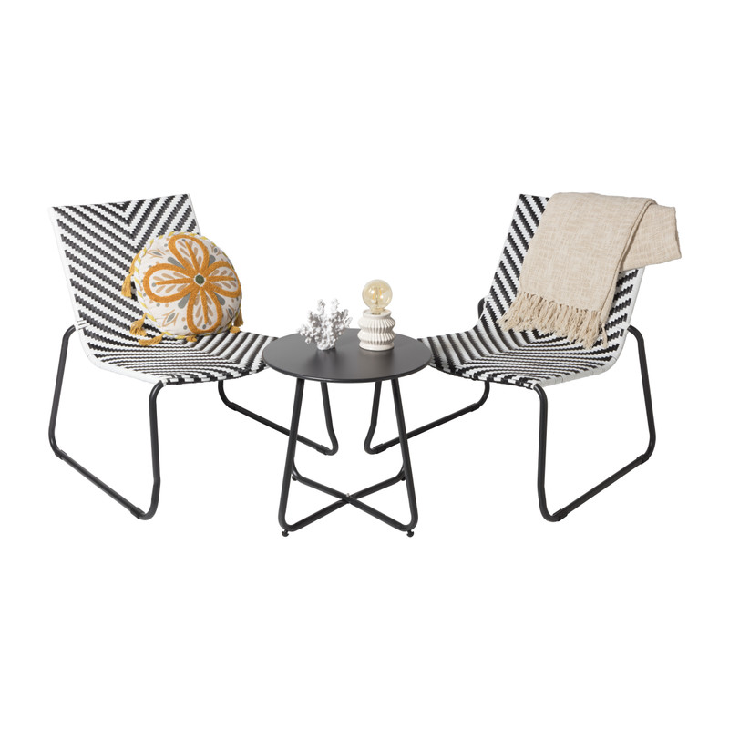 Tuinset Costa - zwart/wit - 3-delig