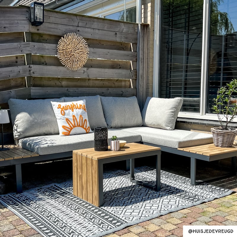 Loungeset Algarve - met tafeltje - hout/metaal