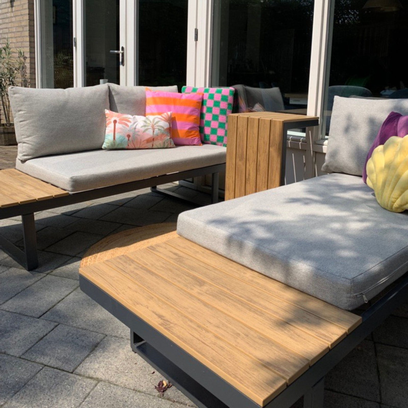 Loungeset Algarve - met tafeltje - hout/metaal