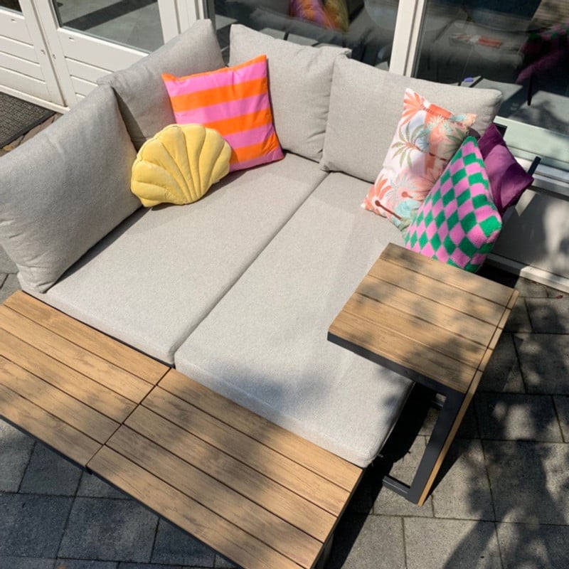 Loungeset Algarve - met tafeltje - hout/metaal