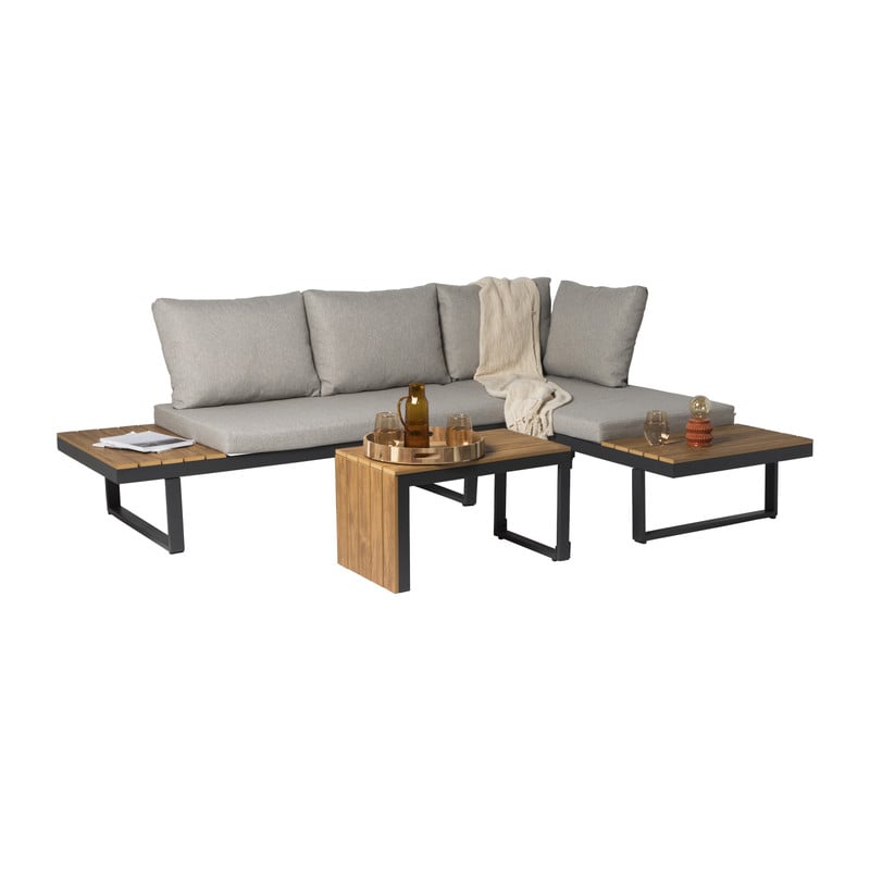 Loungeset Algarve - met tafeltje - hout/metaal