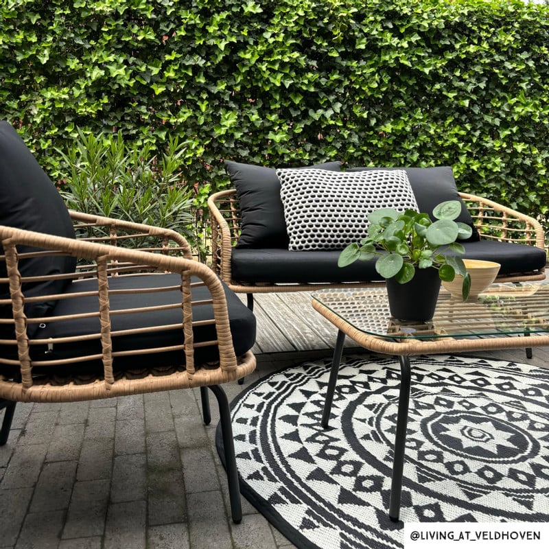 Tuinset Rhodos met kussens - 4-delig - metaal/polyester
