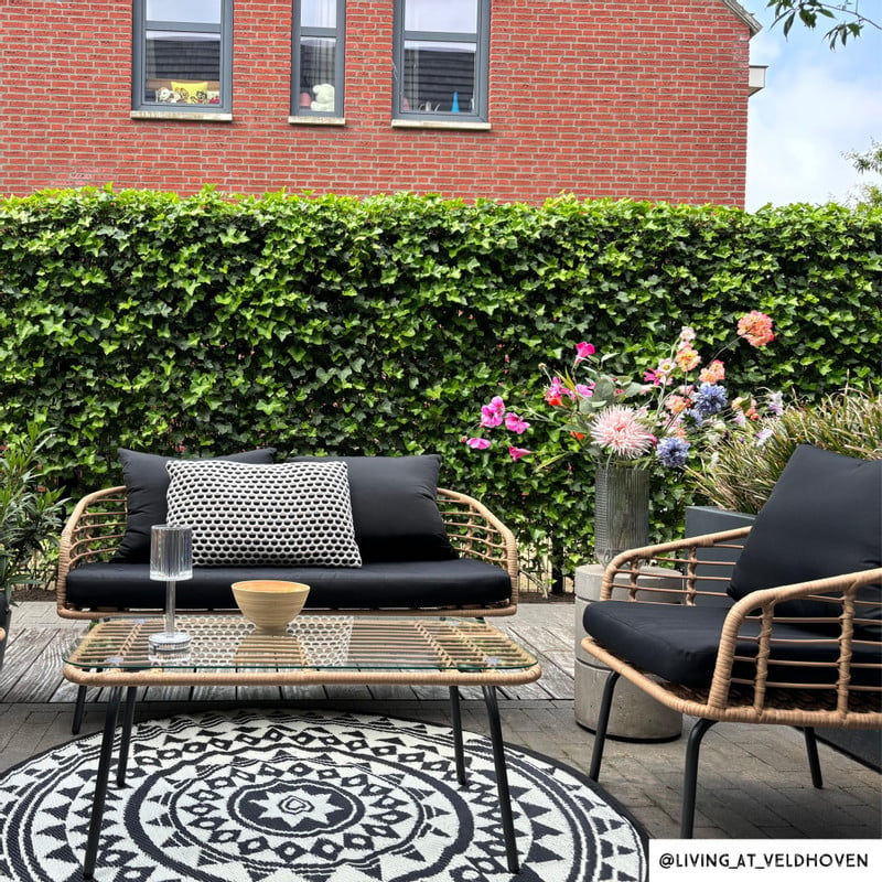 Tuinset Rhodos met kussens - 4-delig - metaal/polyester