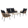 Tuinset Rhodos met kussens - 4-delig - metaal/polyester