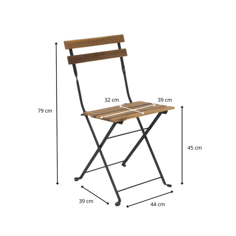 Bistro set Rhodos - hout/metaal - bruin/zwart - 3-delig