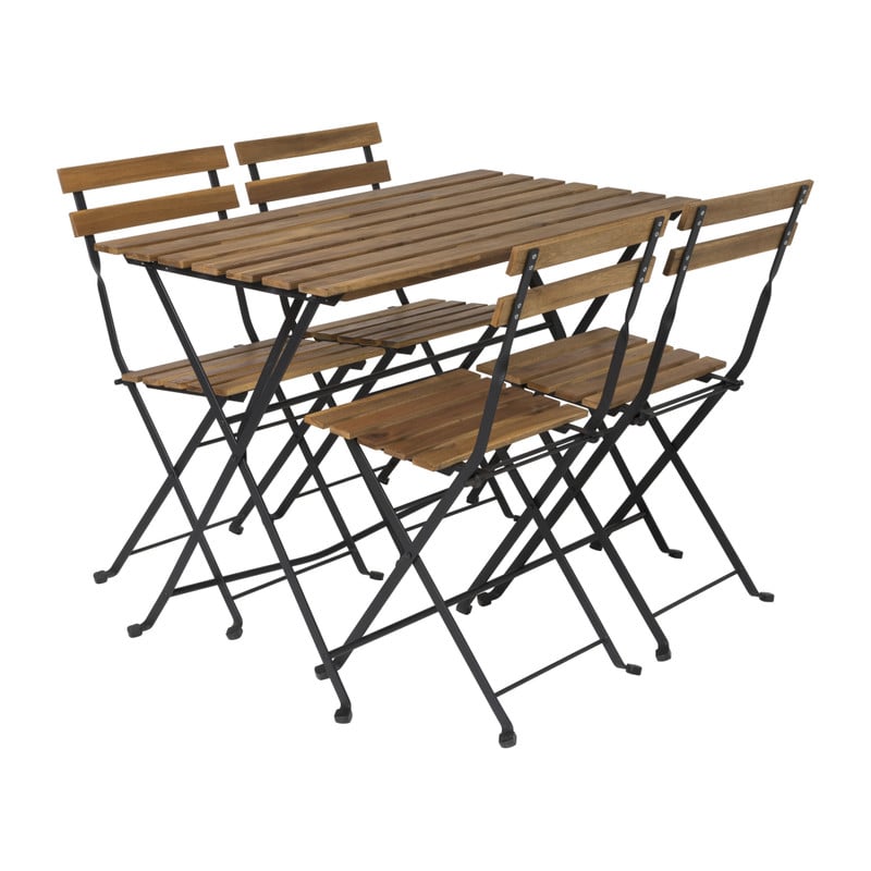 Bistro set Rhodos  - hout/metaal - bruin/zwart - 5-delig