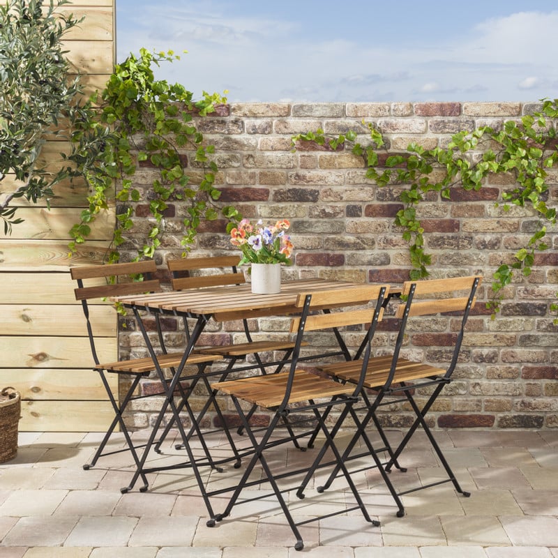 Bistro set Rhodos  - hout/metaal - bruin/zwart - 5-delig