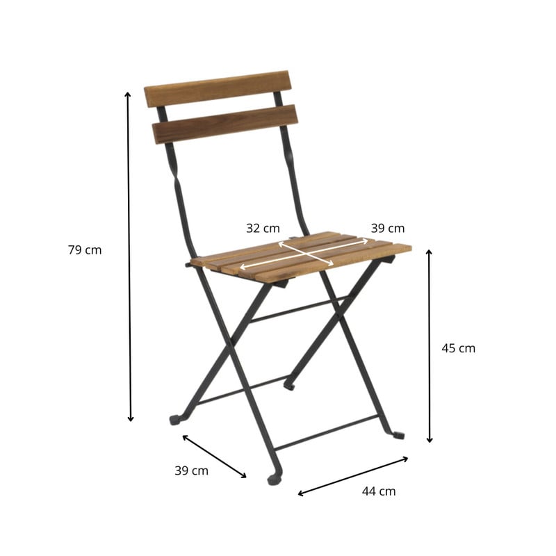 Bistro set Rhodos  - hout/metaal - bruin/zwart - 5-delig
