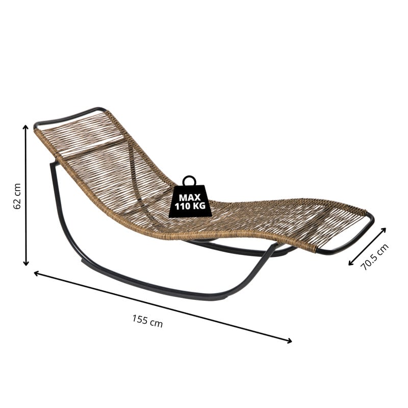 Schommel ligbed - bruin/zwart - 62x70.5x155 cm