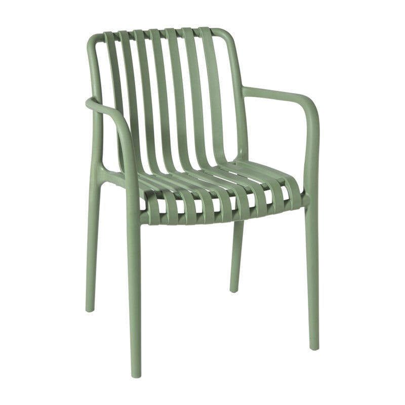 Stapelbare tuinstoel Lea met armleuning - groen - 80.5x58x55 cm