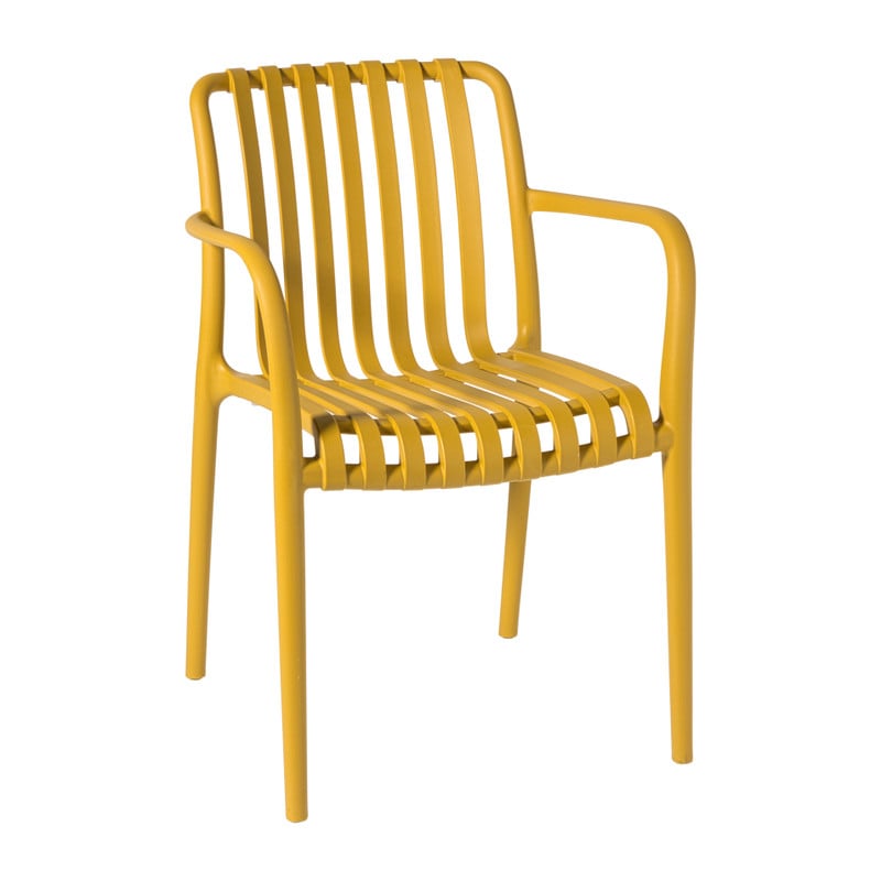 Stapelbare tuinstoel Lea met armleuning - geel - 80.5x58x55 cm