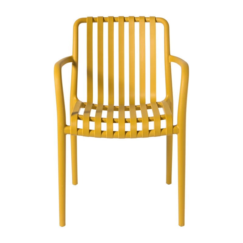Stapelbare tuinstoel Lea met armleuning - geel - 80.5x58x55 cm