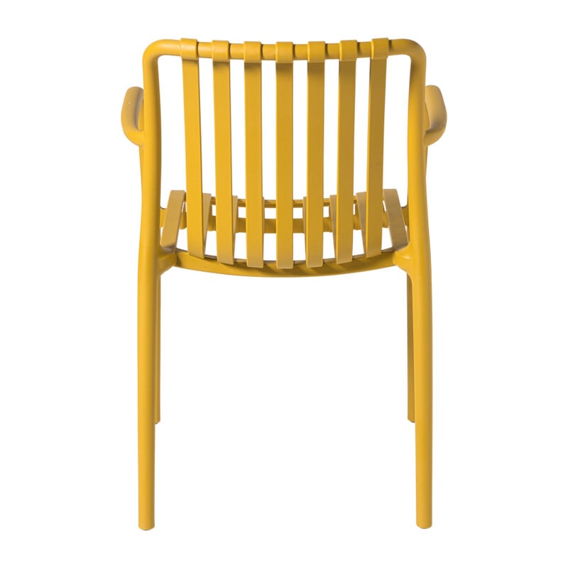 Stapelbare tuinstoel Lea met armleuning - geel - 80.5x58x55 cm