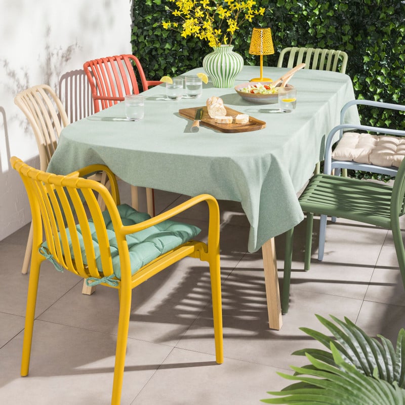 Stapelbare tuinstoel Lea met armleuning - geel - 80.5x58x55 cm