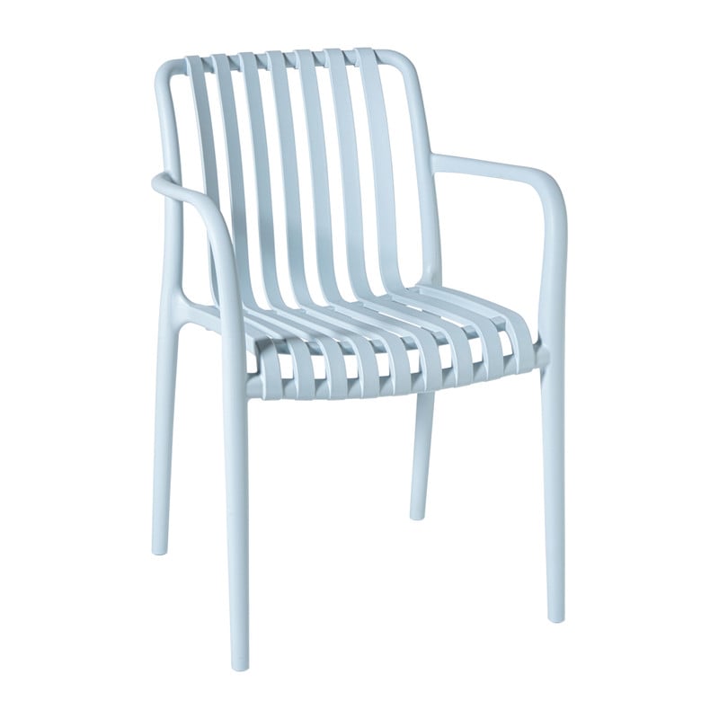 Stapelbare tuinstoel Lea met armleuning - blauw - 80.5x58x55 cm