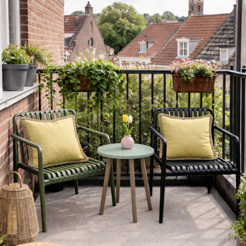 Tuinfauteuil Lea - zwart - 75.5x75.5x66.5 cm
