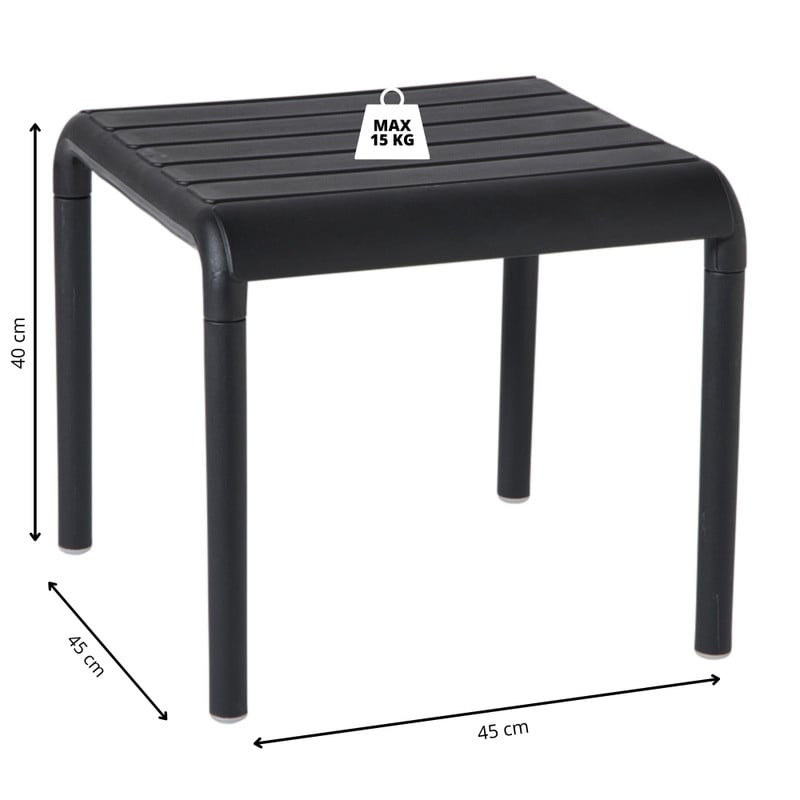 Buiten bijzettafel Lea - zwart - 40x45x45 cm