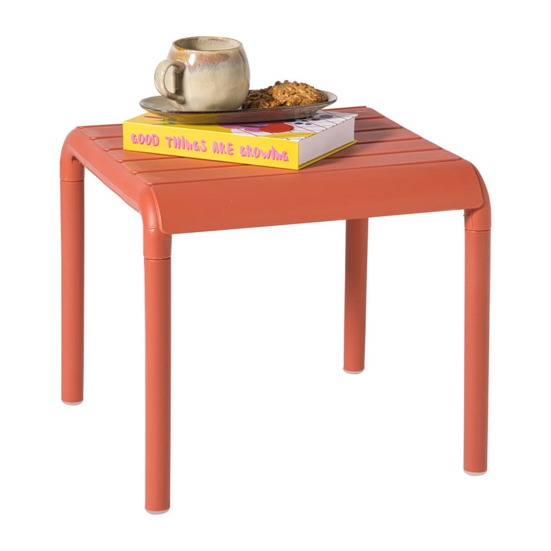 Buiten bijzettafel Lea - koraalrood - 40x45x45 cm