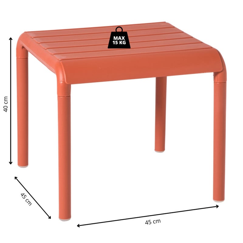 Buiten bijzettafel Lea - koraalrood - 40x45x45 cm