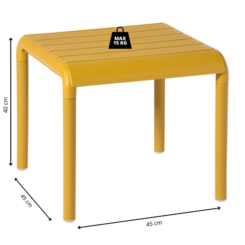 Buiten bijzettafel Lea - geel - 40x45x45 cm
