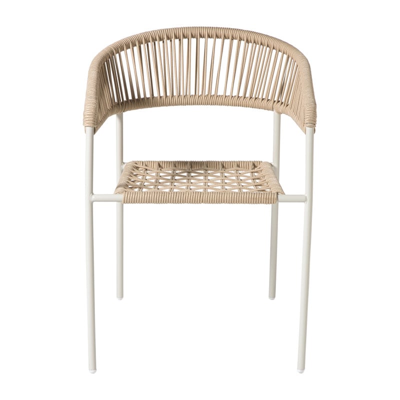 Tuinstoel gevlochten Capri met armleuning - beige