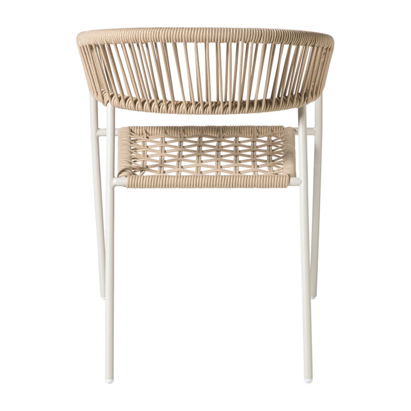 Tuinstoel gevlochten Capri met armleuning - beige