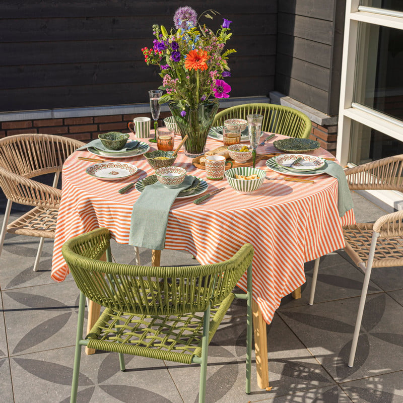 Tuinstoel gevlochten Capri met armleuning - beige