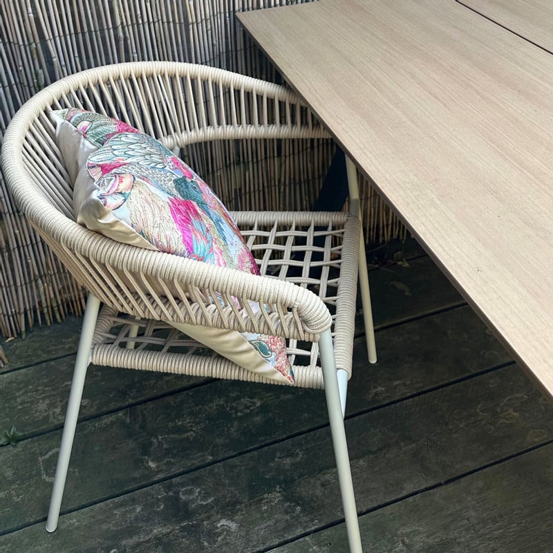 Tuinstoel gevlochten Capri met armleuning - beige