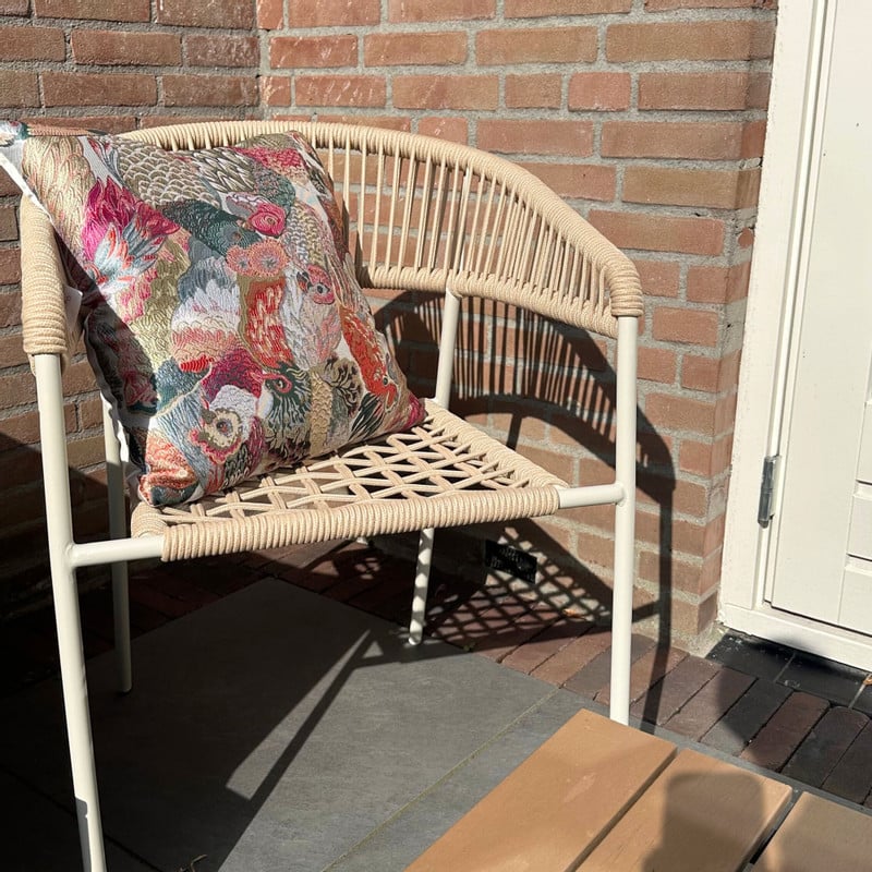 Tuinstoel gevlochten Capri met armleuning - beige