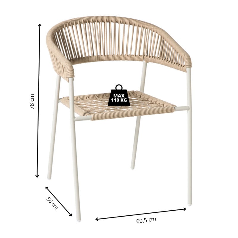 Tuinstoel gevlochten Capri met armleuning - beige