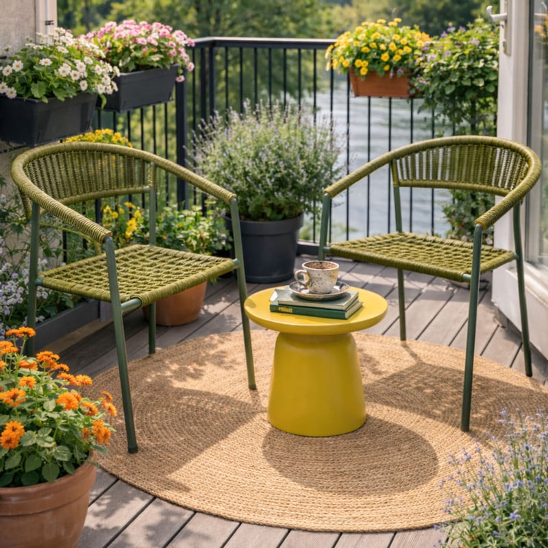 Tuinstoel gevlochten Capri met armleuning - groen
