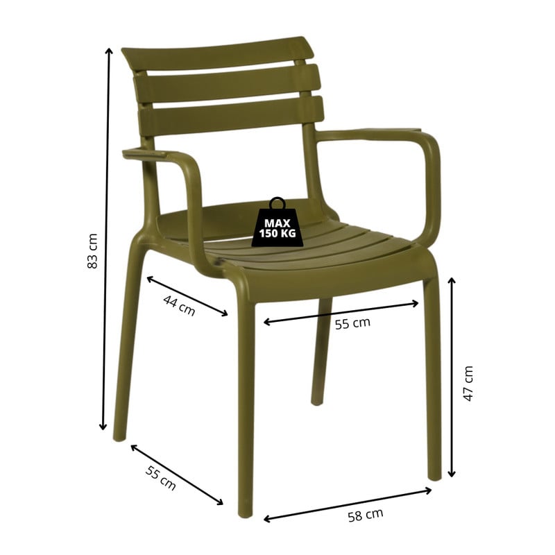 Tuinstoel met armleuning Napoli - groen - 83x55x48 cm