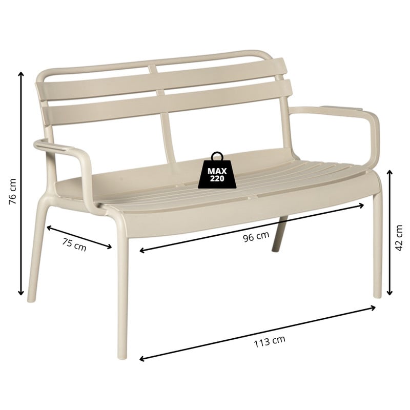 Tuinbank Napoli - beige - 76x68.5x113 cm