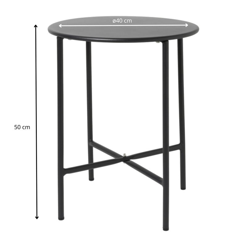 Bijzettafel Pablo zwart - ø40x50 cm