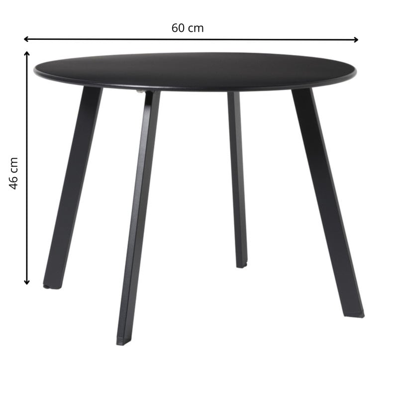 Bijzettafel Diego klein - zwart - ø60x46 cm