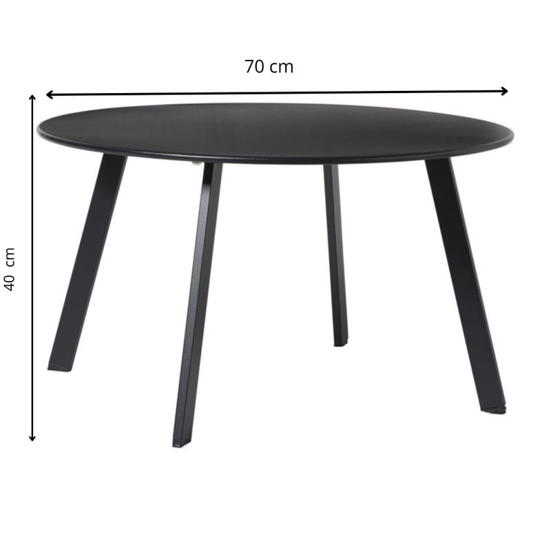 Bijzettafel Diego groot - zwart - ø70x40 cm